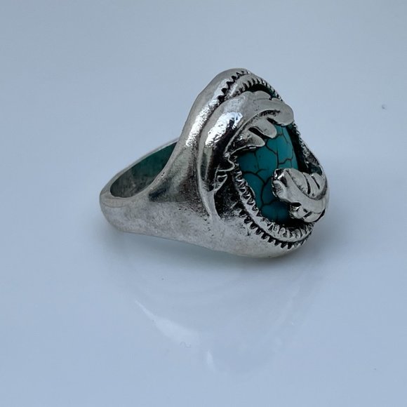 Ring Silver Tone Fashion Turquoise Fashion Stone - Picture 5 of 9